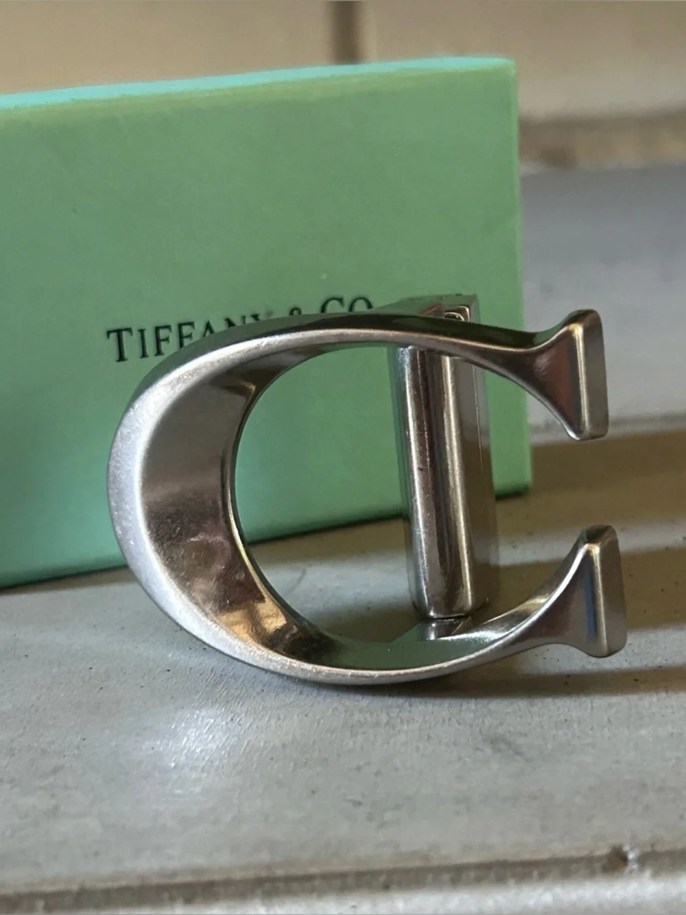 Coach Sculpted Signature Belt Buckle Silver